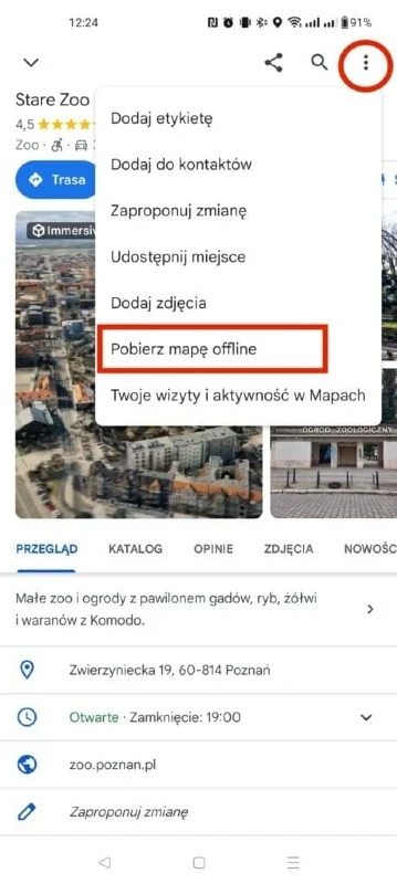 Opcja pobrania map offline